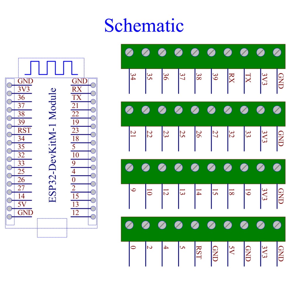 Screw Terminal Block Breakout Module Board for ESP32-DevKitM-1