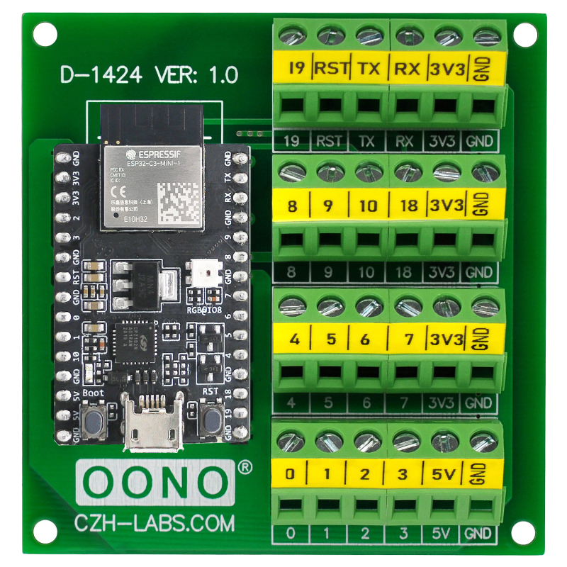 Screw Terminal Block Breakout Module Board for ESP32-C3-DevKitM-1