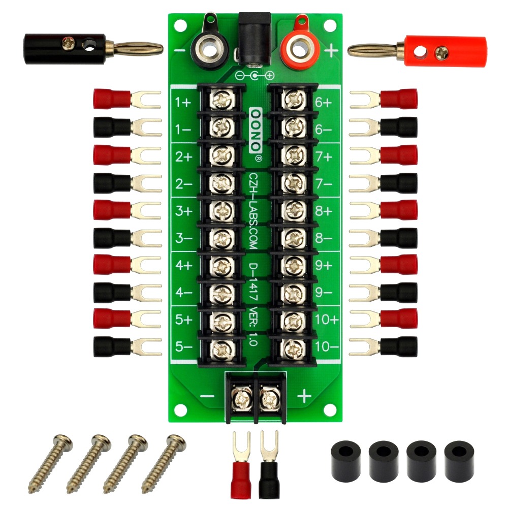 20 Amp 2x10 Position Barrier Terminal Block Distribution Module for AC DC