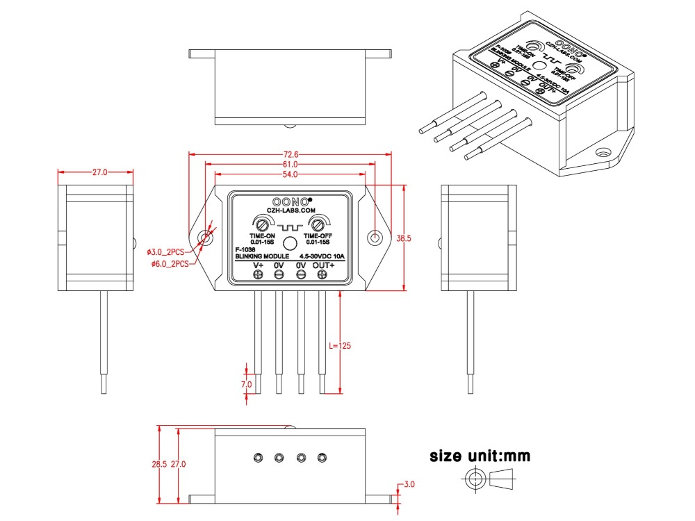 DC 4.5 - 30V 10A Blinking Flasher Module