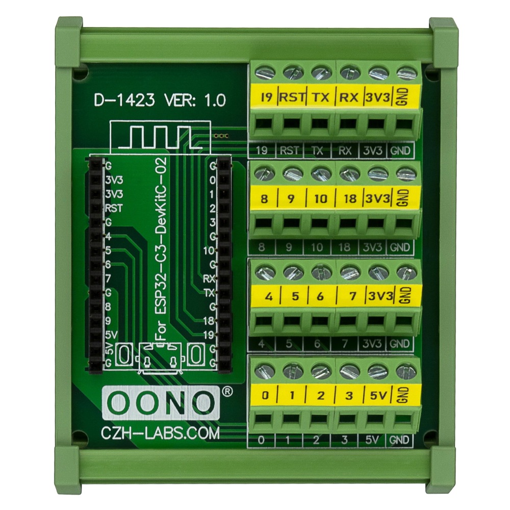 DIN Rail Mount Screw Terminal Block Breakout Module Board for ESP32-C3-DevKitC-02