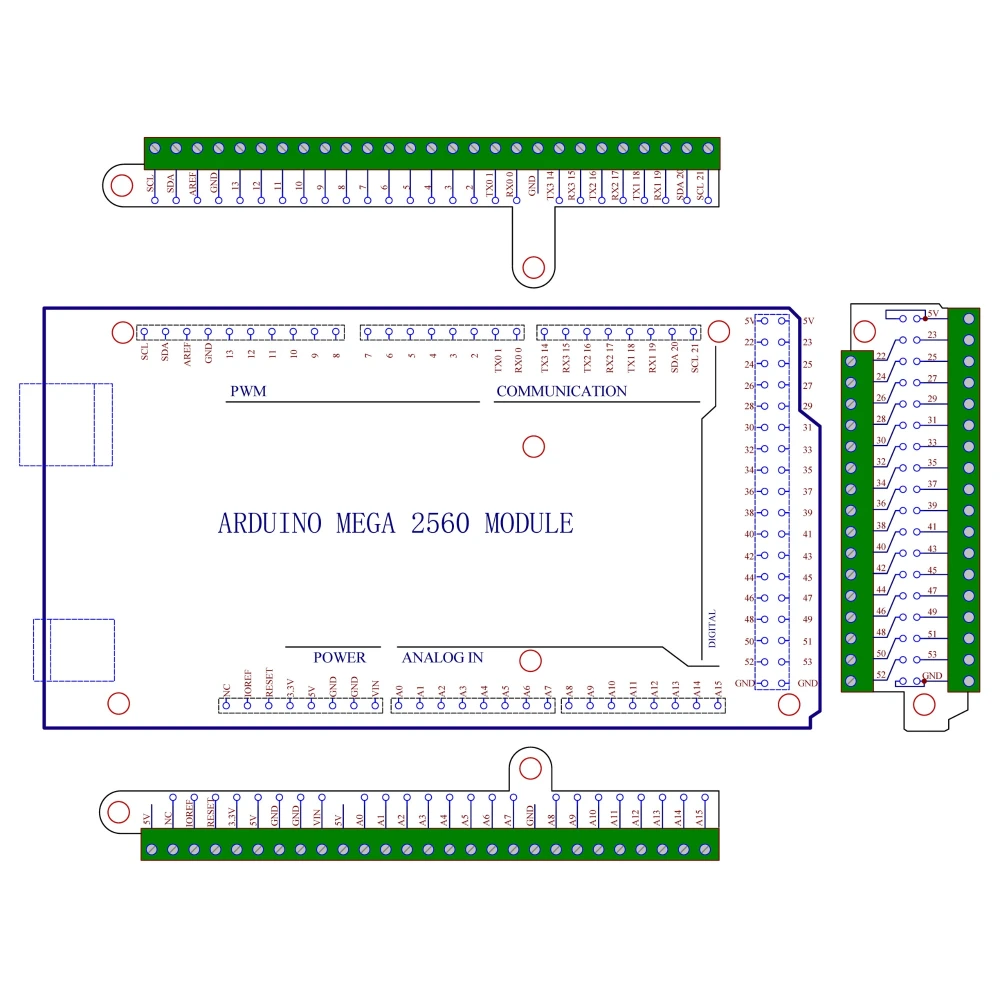 Ultra-small GPIO Terminal Block Breakout Board Module for Arduino Mega-2560