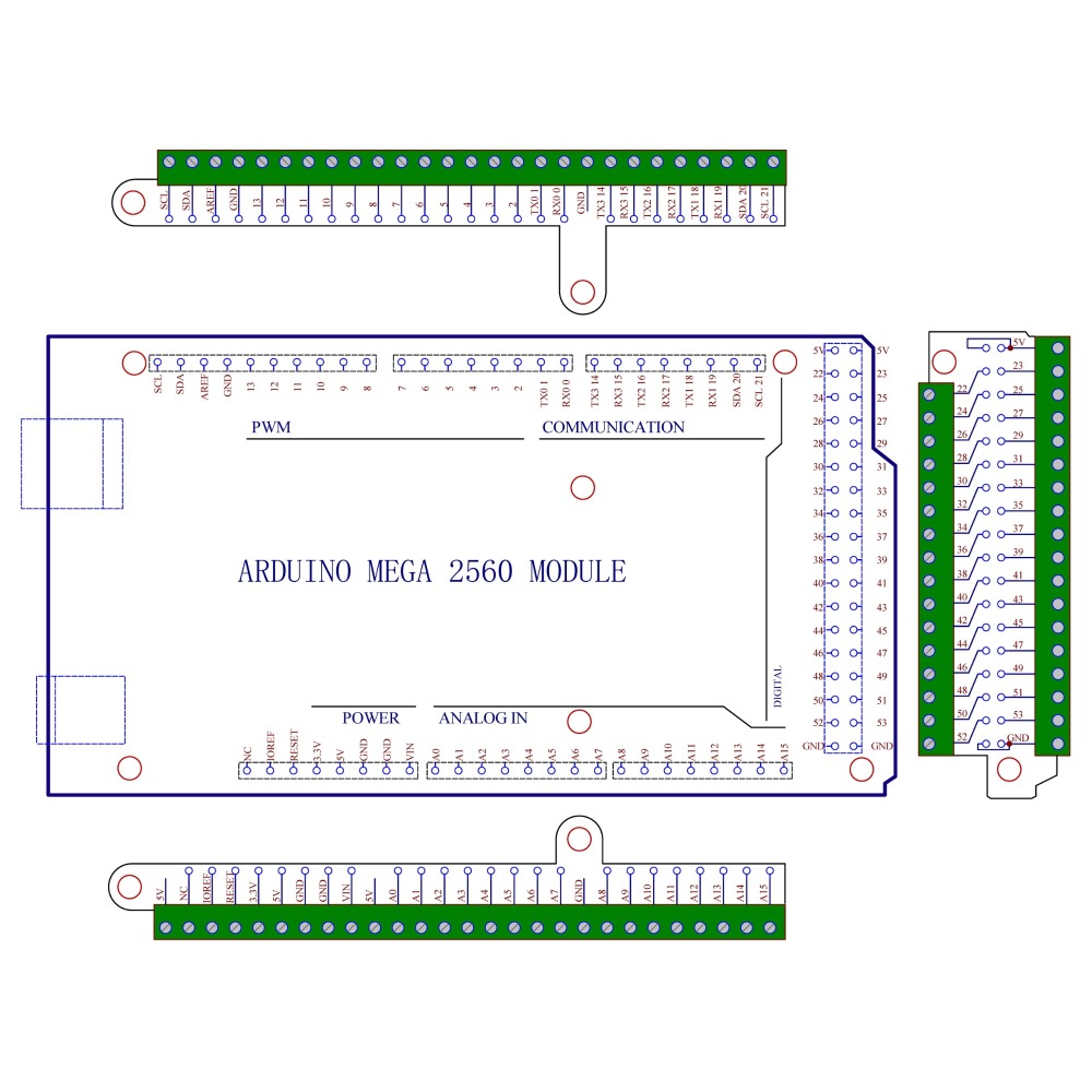 Ultra-small GPIO Terminal Block Breakout Board Module for Arduino Mega-2560