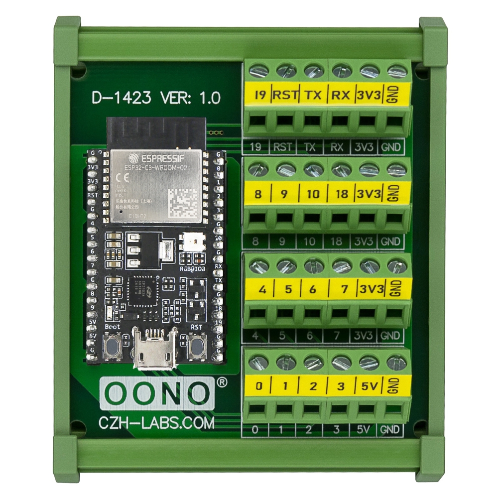 DIN Rail Mount Screw Terminal Block Breakout Module Board for ESP32-C3-DevKitC-02