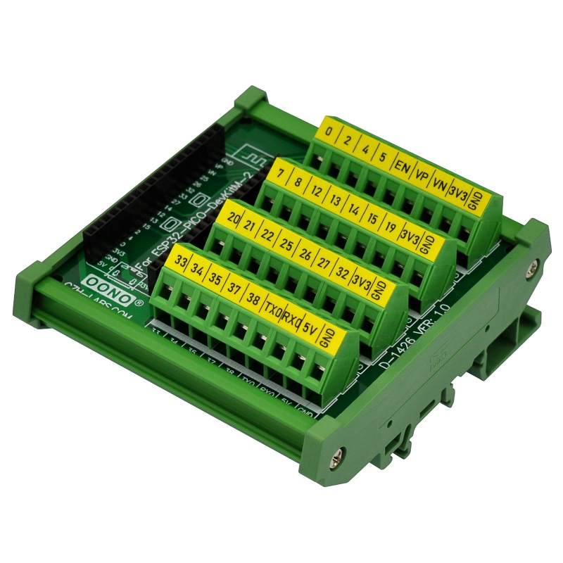 DIN Rail Mount Screw Terminal Block Breakout Module Board for ESP32-PICO-DevKitM-2