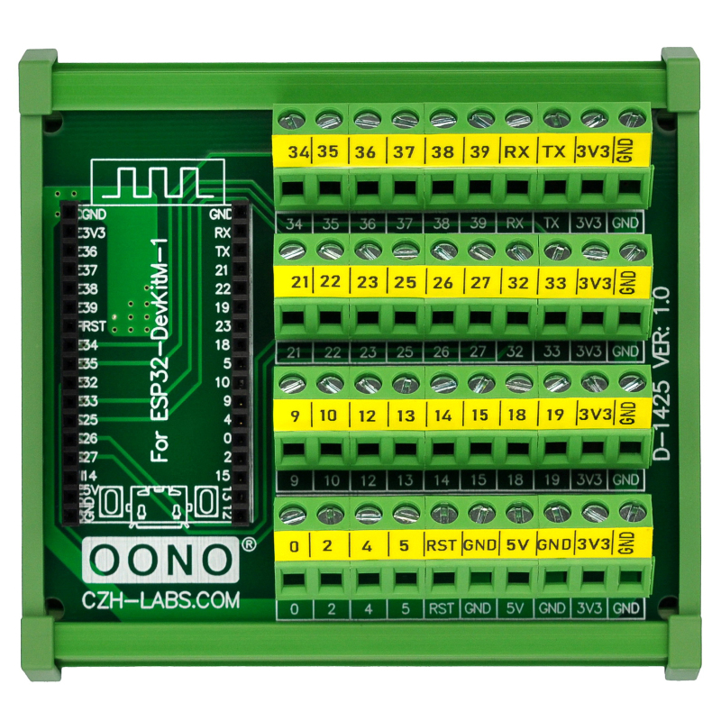 DIN Rail Mount Screw Terminal Block Breakout Module Board for ESP32-DevKitM-1