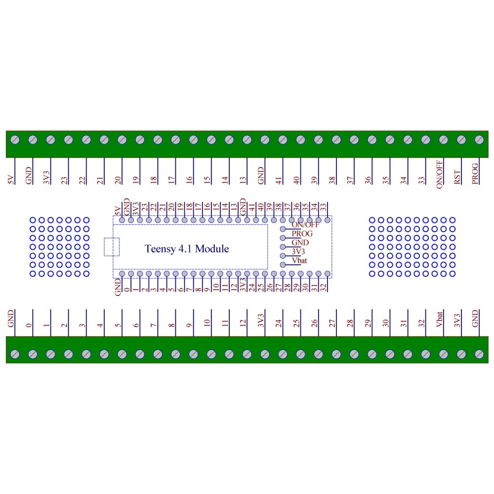Terminal Block Breakout Board Module for Teensy 4.1, Screw Mount Version