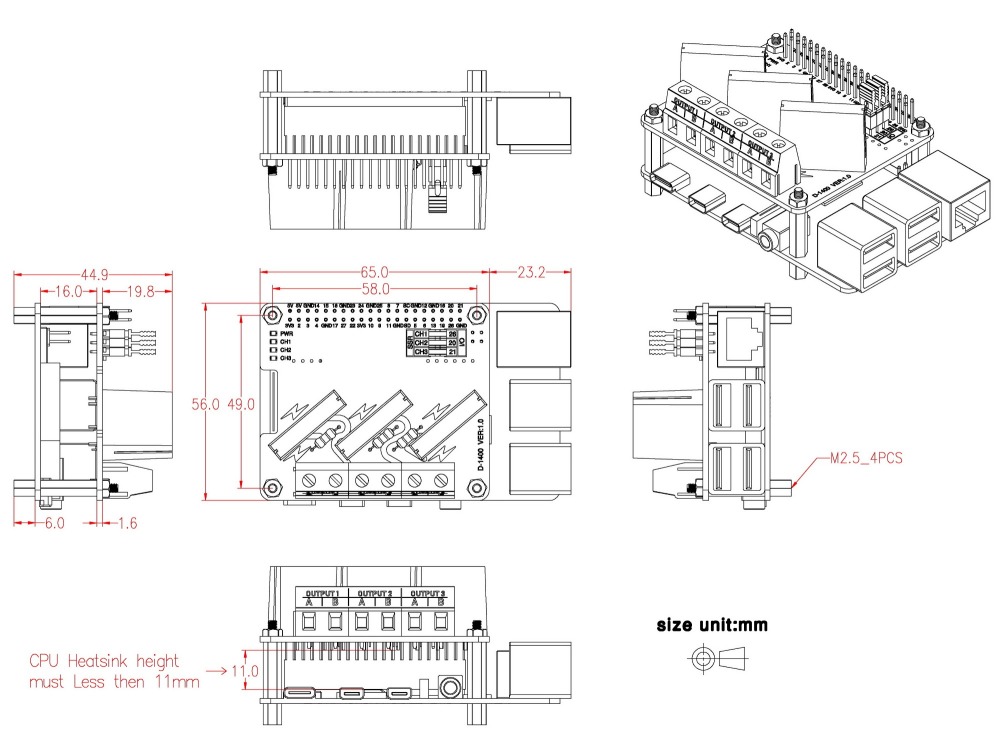 RPi SSR Solid State Relay Board for Raspberry Pi A+ 3A+ B+ 2B 3B 3B+ 4B