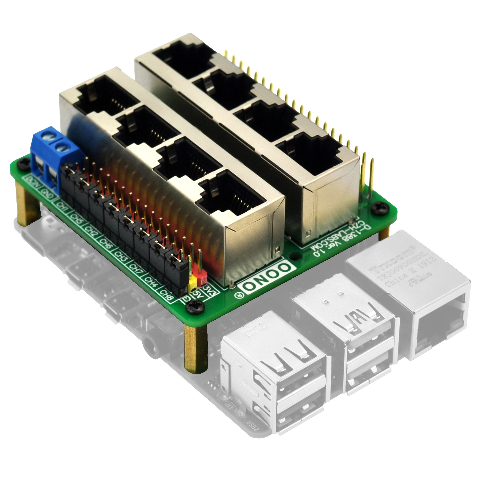 RJ45 GPIO Pinout Breakout Board for Raspberry Pi 1A+ 1B+ 2B 3B 3B+ 3A ...