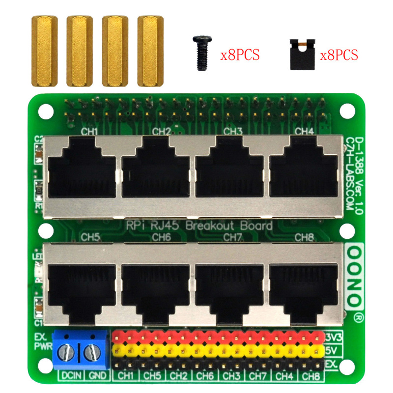 RJ45 GPIO Pinout Breakout Board for Raspberry Pi 1A+ 1B+ 2B 3B 3B+ 3A+ 4B Zero-W