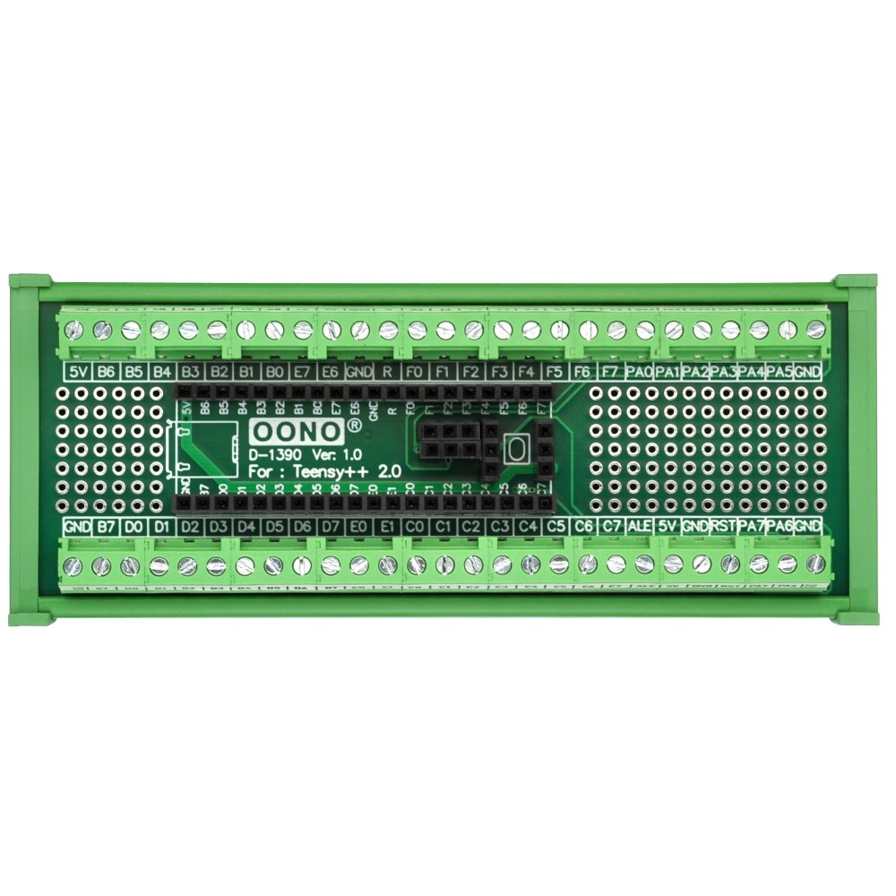 Terminal Block Breakout Board Module for Teensy++ 2.0, DIN Rail Mount Version