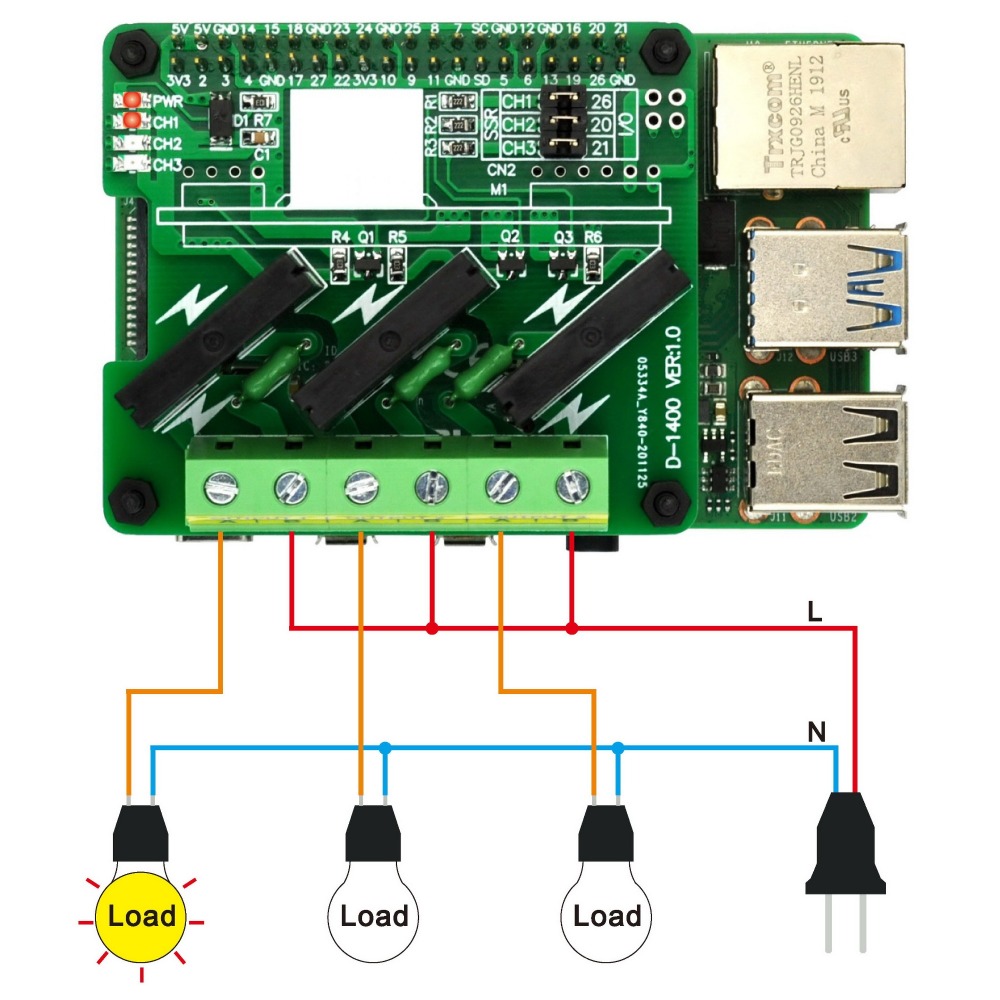 RPi SSR Solid State Relay Board for Raspberry Pi A+ 3A+ B+ 2B 3B 3B+ 4B