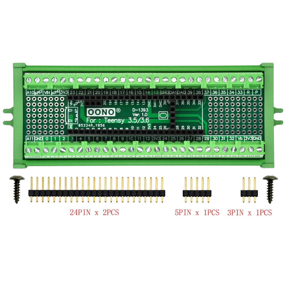 Terminal Block Breakout Board Module for Teensy 3.5/3.6, Screw Mount Version
