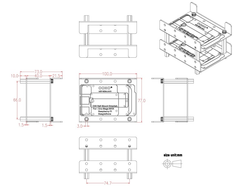 Semi-enclosed Enclosure Kit for Raspberry Pi BeagleBone Arduino UNO Mega
