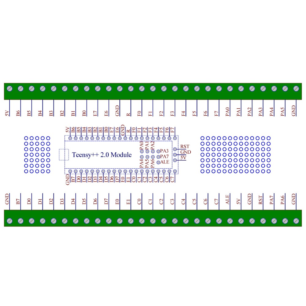 Terminal Block Breakout Board Module for Teensy++ 2.0, Screw Mount Version