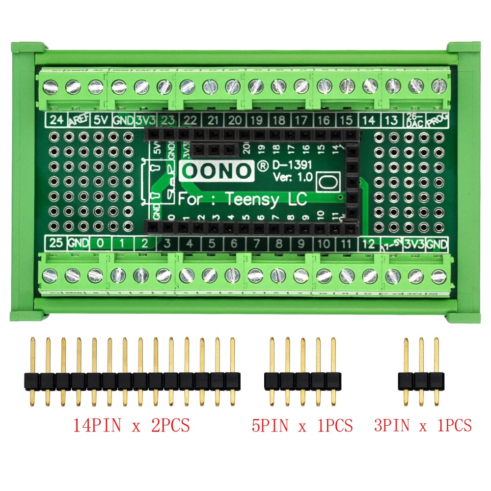 Terminal Block Breakout Board Module for Teensy LC, DIN Rail Mount Version