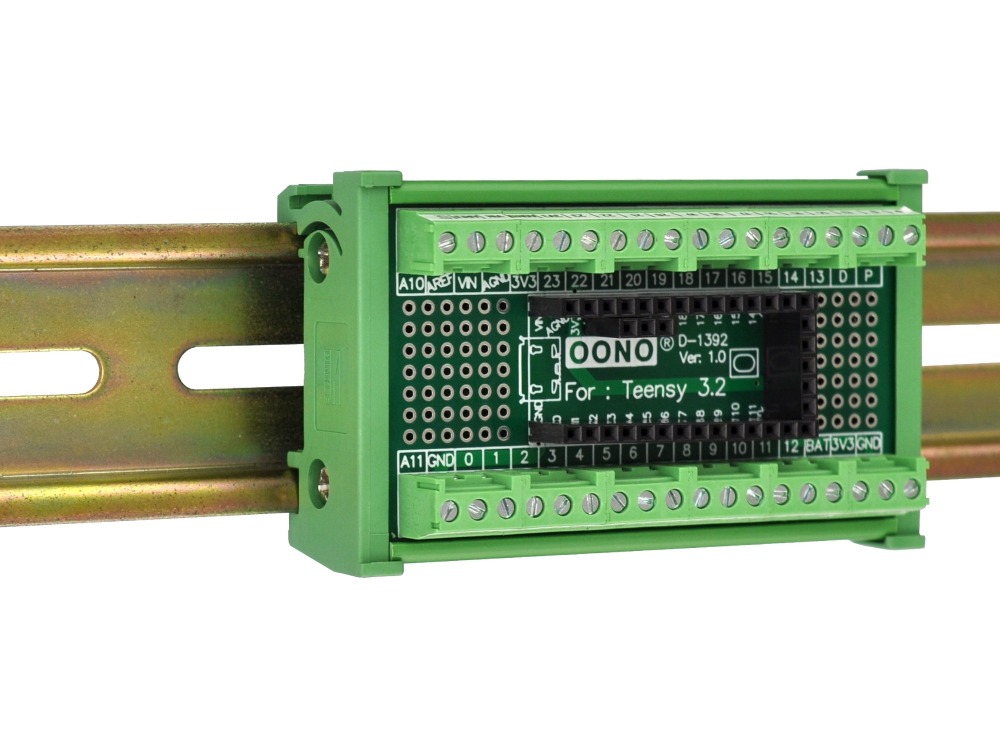 Terminal Block Breakout Board Module for Teensy 3.2, DIN Rail Mount Version