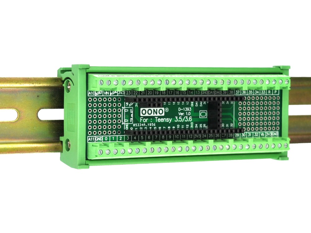 Terminal Block Breakout Board Module for Teensy 3.5/3.6, DIN Rail Mount Version
