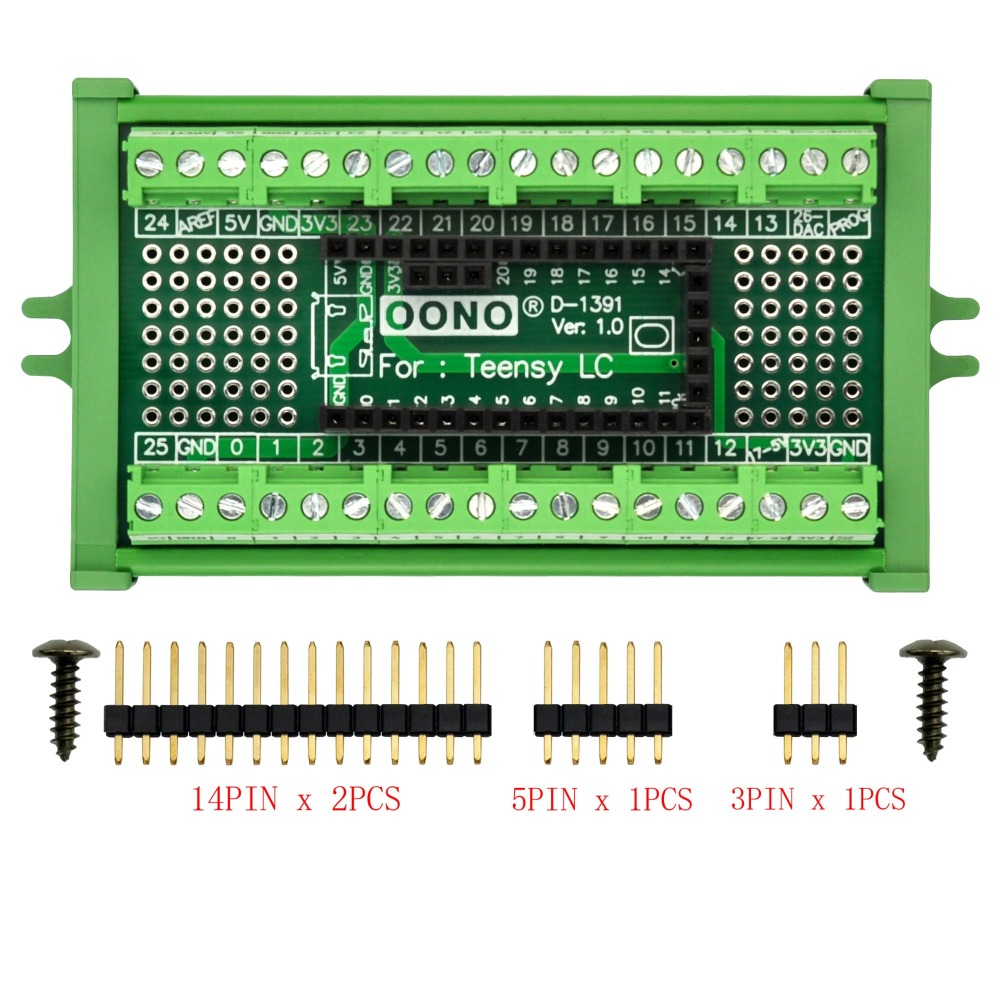 Terminal Block Breakout Board Module for Teensy LC, Screw Mount Version