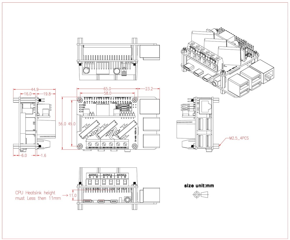 RPi PoE & SSR Solid State Relay Board for Raspberry Pi 3B+ 4B