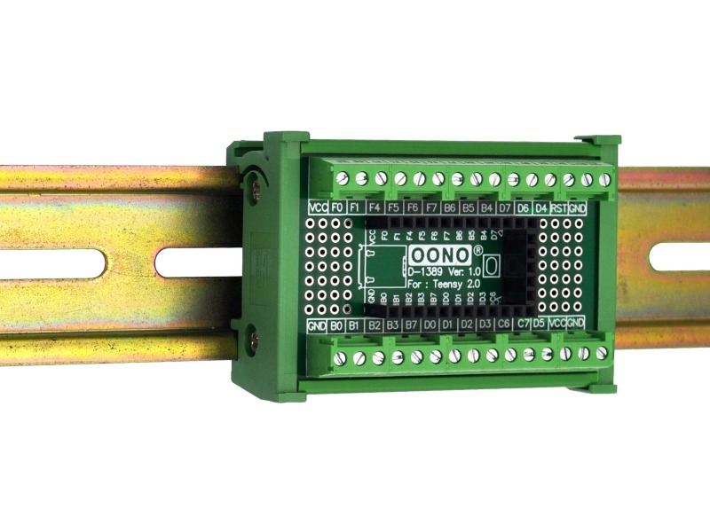 Terminal Block Breakout Board Module for Teensy 2.0, DIN Rail Mount Version