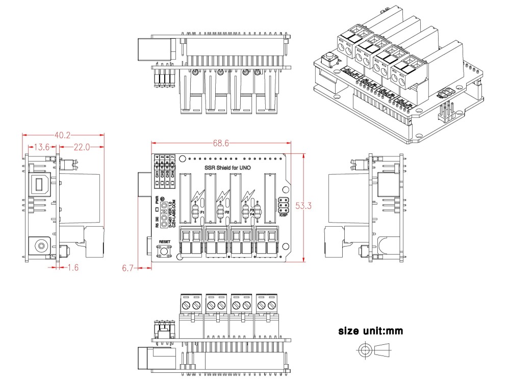 Solid State Relay SSR Board for Arduino Uno Yun Leonardo Zero