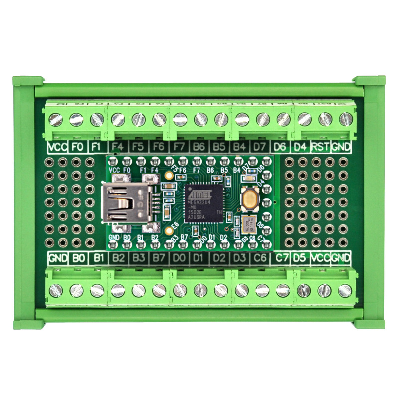 Terminal Block Breakout Board Module for Teensy 2.0, DIN Rail Mount Version