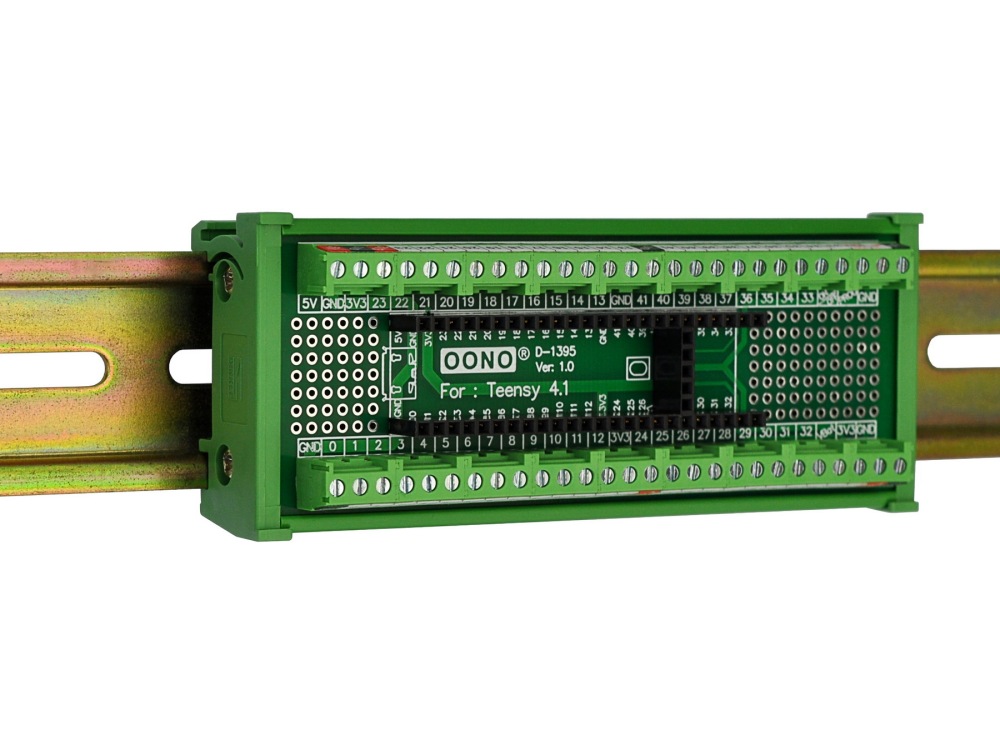Terminal Block Breakout Board Module for Teensy 4.1, DIN Rail Mount Version