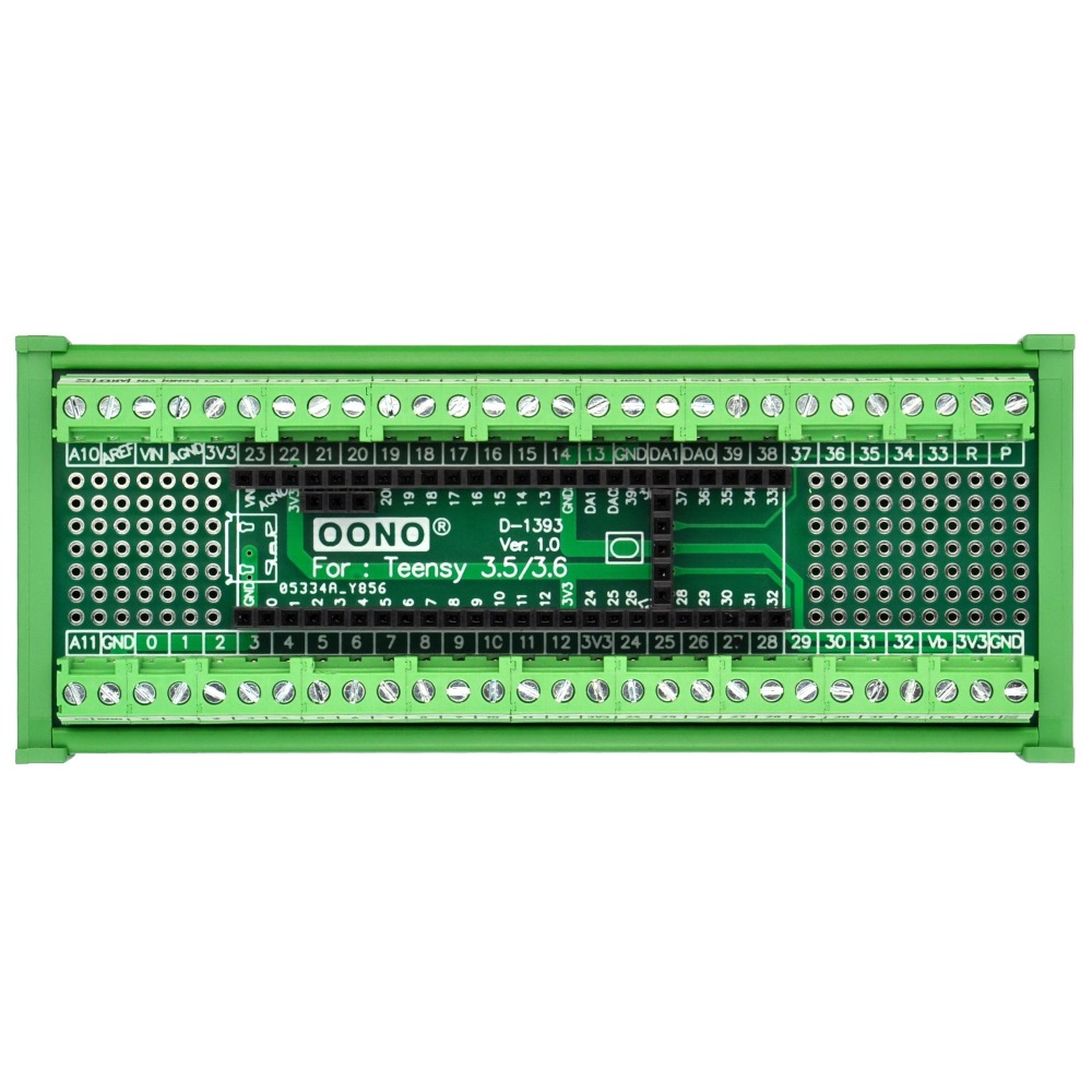 Terminal Block Breakout Board Module for Teensy 3.5/3.6, DIN Rail Mount Version