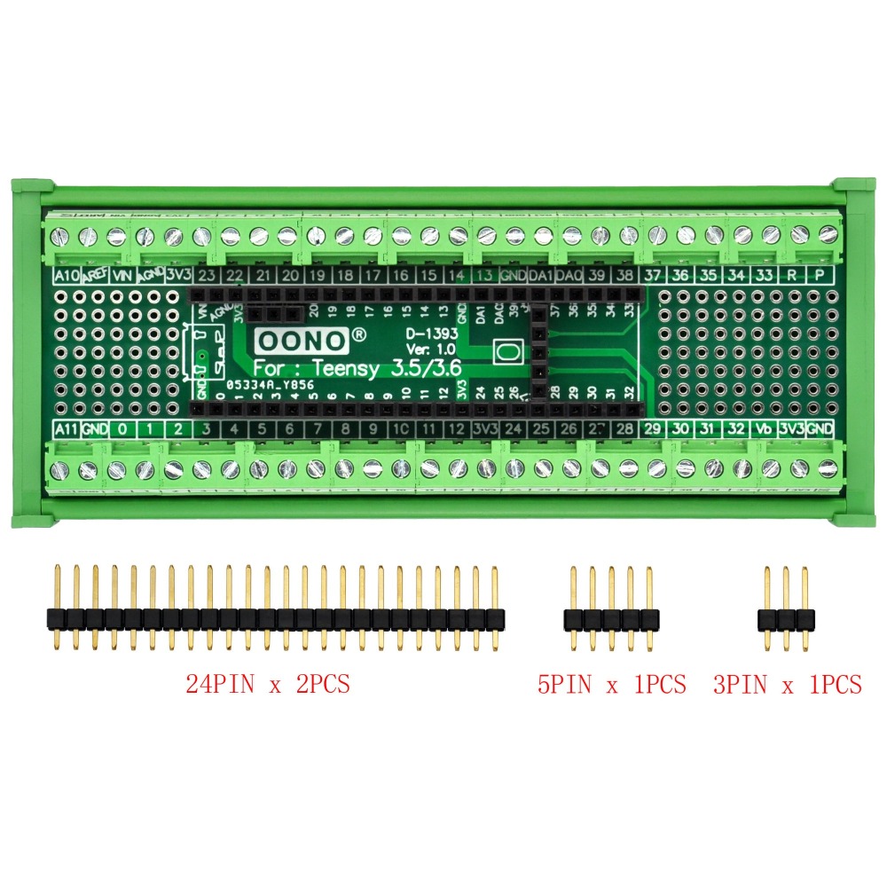 Terminal Block Breakout Board Module for Teensy 3.5/3.6, DIN Rail Mount Version