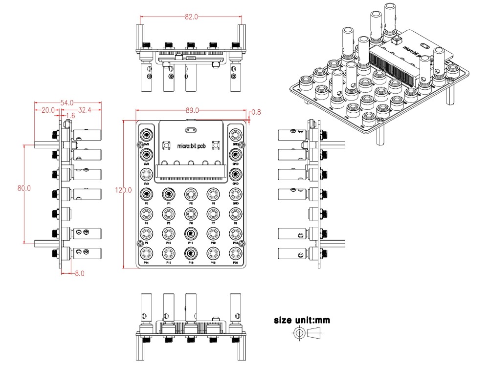 Banana Socket GPIO Breakout Board for Micro:bit Microbit