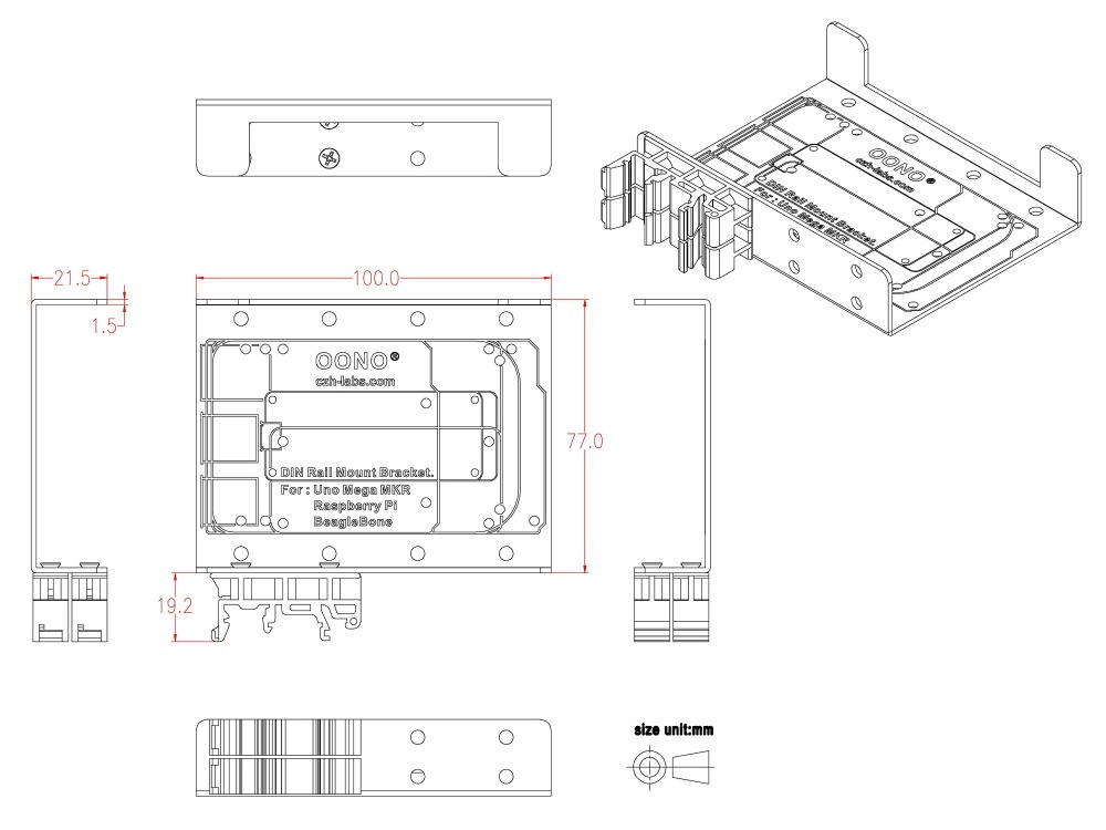 DIN Rail Mount Bracket for Raspberry Pi Arduino Uno Mega Mkr BeagleBone Black