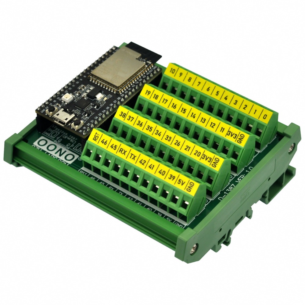 DIN Rail Mount Screw Terminal Block Breakout Module Board for ESP32-S2-Saola-1
