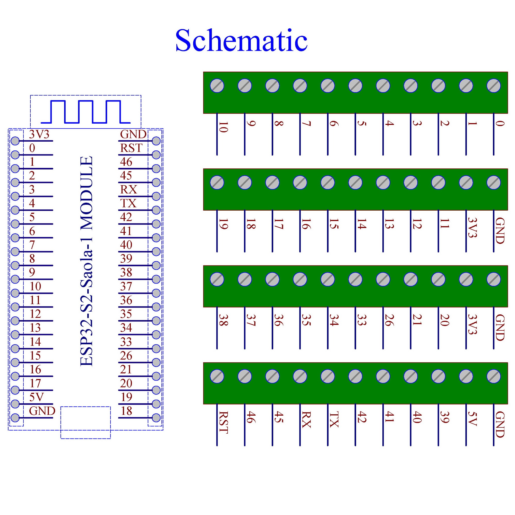 Screw Terminal Block Breakout Module Board for ESP32-S2-Saola-1