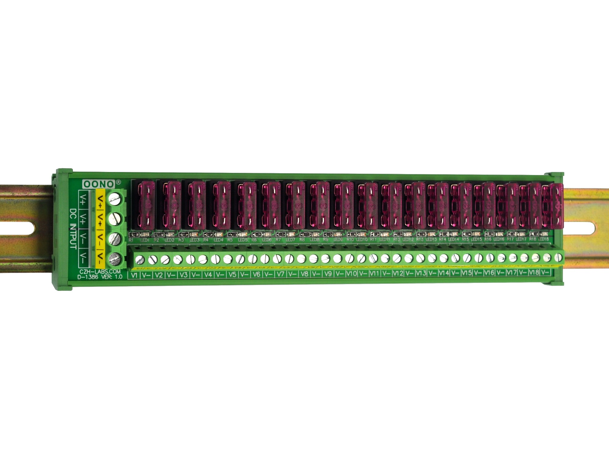Stvs Position Module DIN Rail Mount 18 Position DC Power Fuse Distribution Strip Module