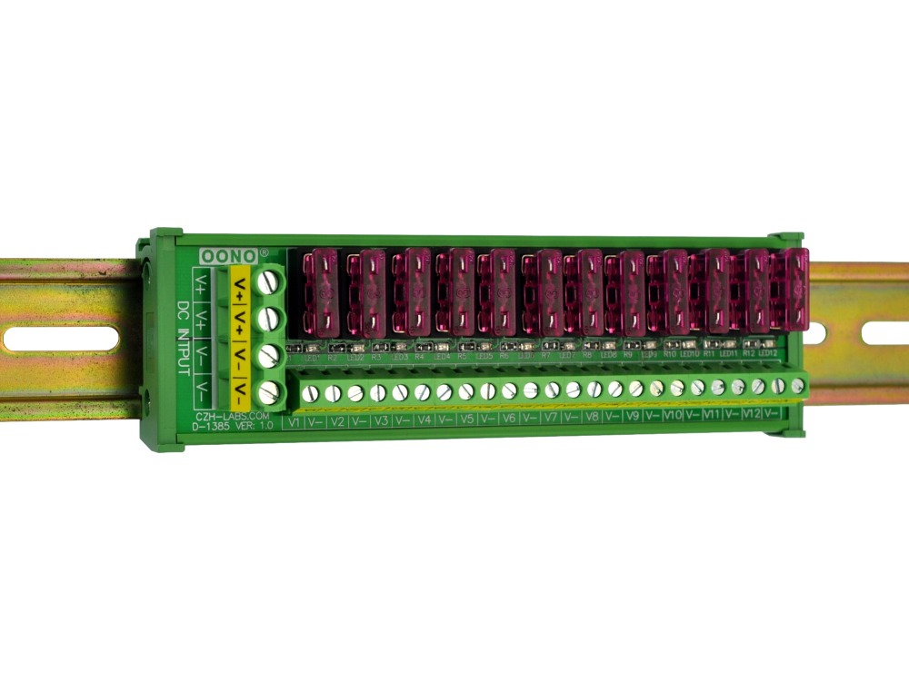 DIN Rail Mount 12 Position DC Power Fuse Distribution Strip Module