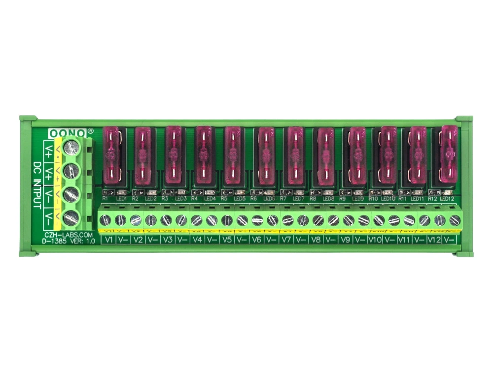 12 Power Distribution Module DIN Rail Mount 12 Position DC Power Fuse Distribution Strip Module