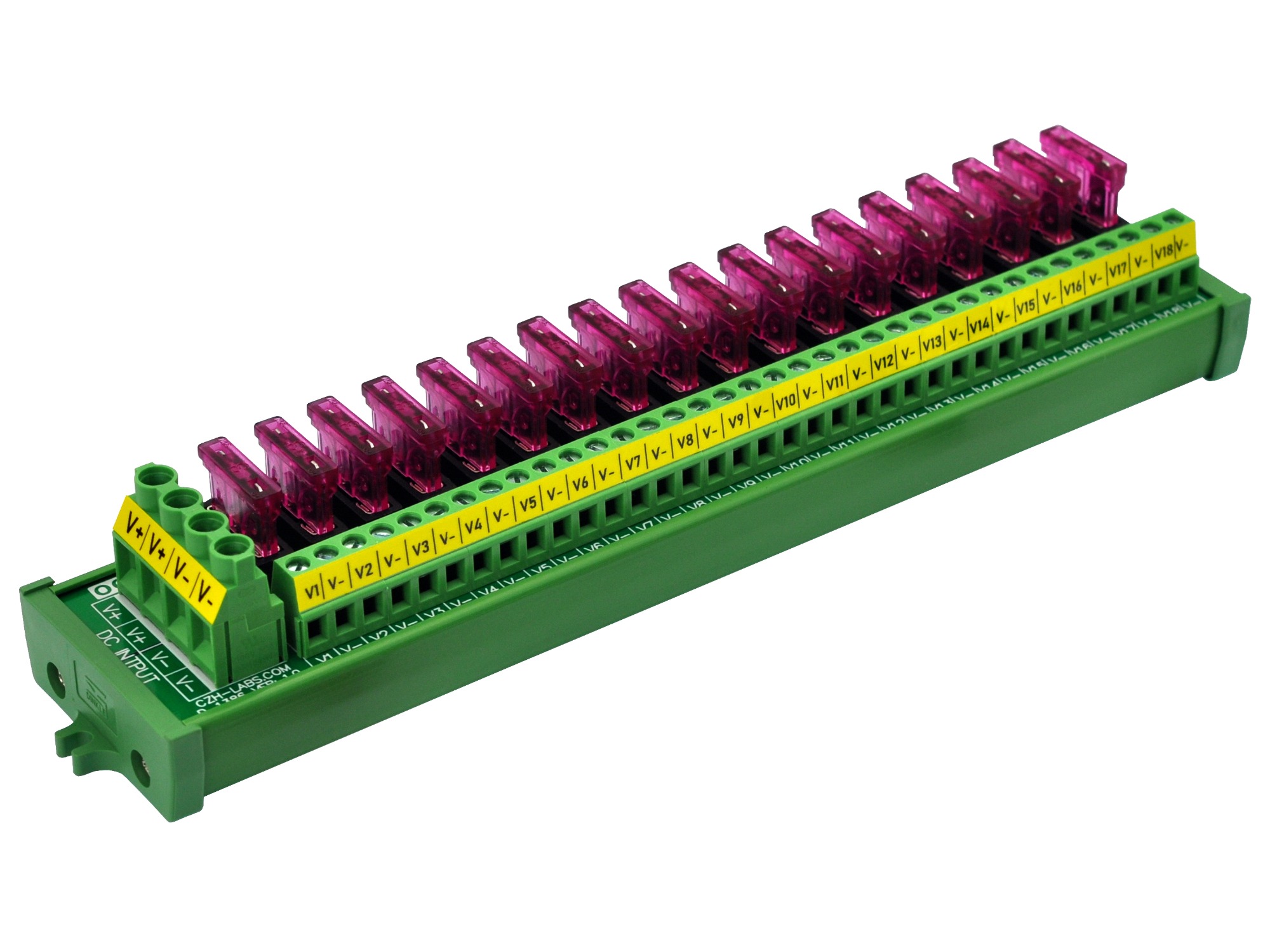 Screw Mount 18 Position DC Power Fuse Distribution Strip Module