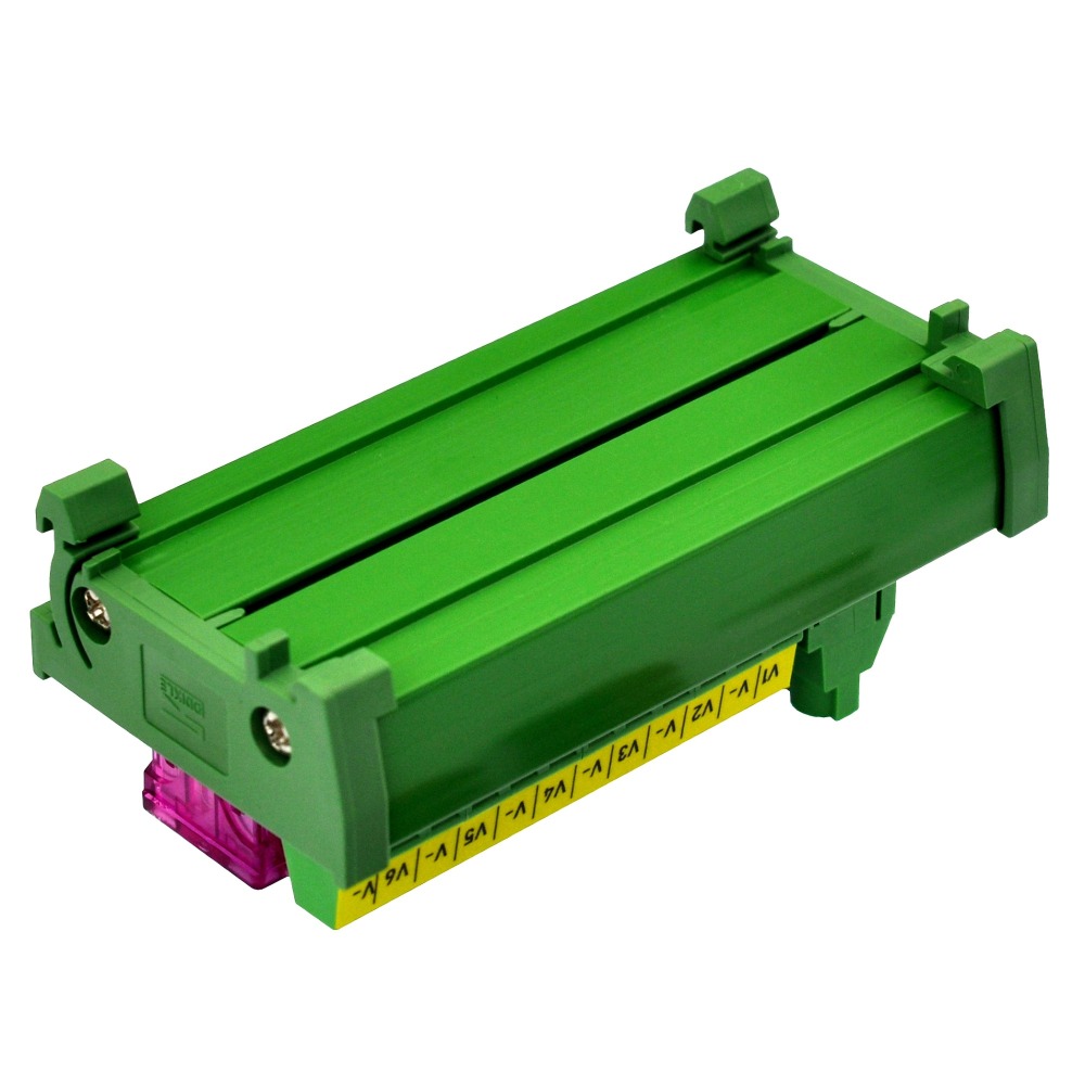 DIN Rail Mount 6 Position DC Power Fuse Distribution Strip Module