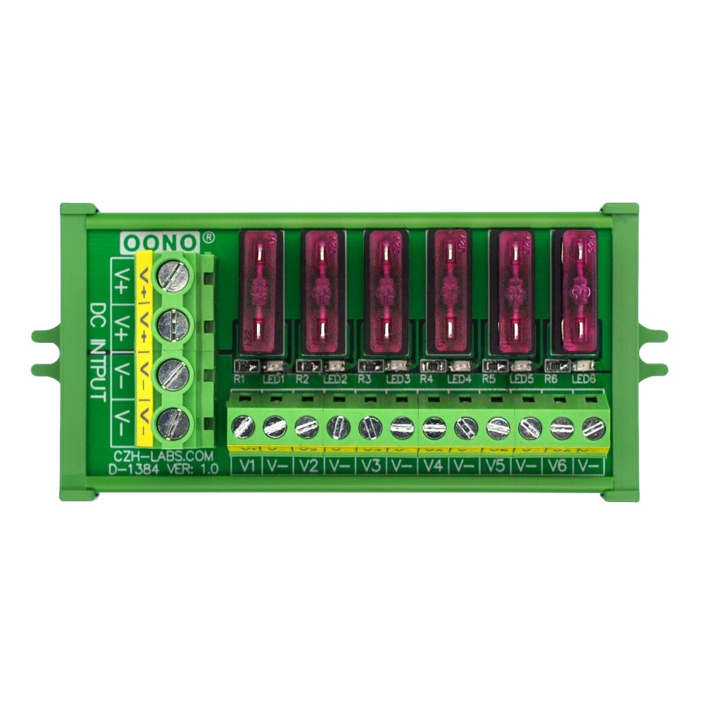 Screw Mount 6 Position DC Power Fuse Distribution Strip Module