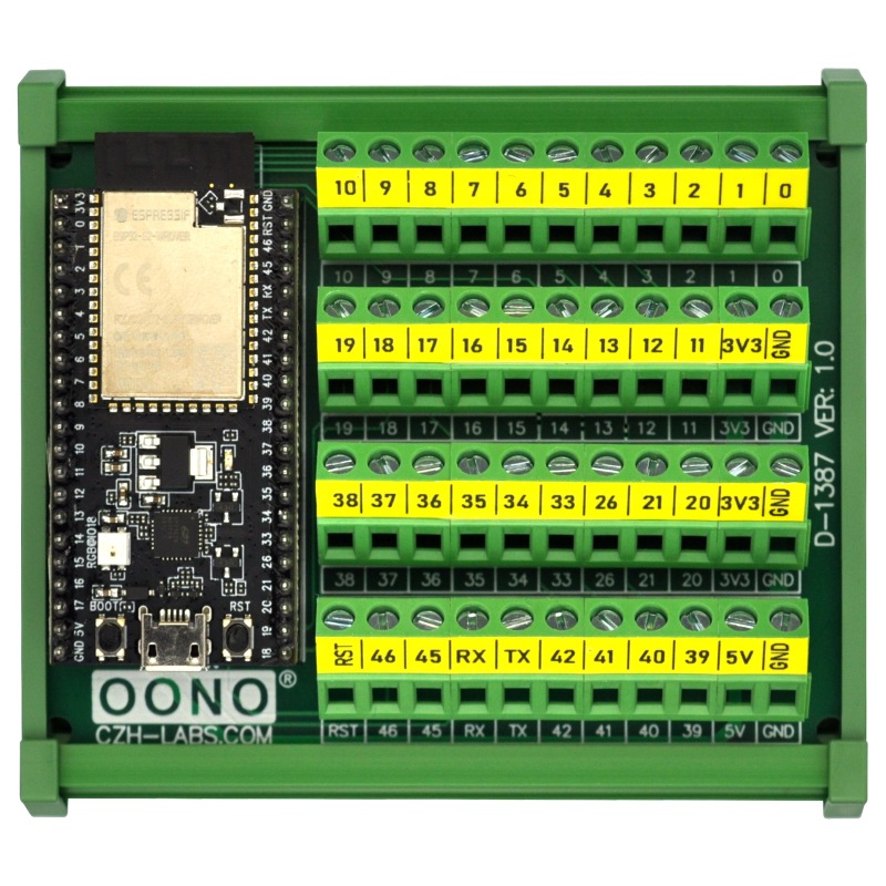 DIN Rail Mount Screw Terminal Block Breakout Module Board for ESP32-S2-Saola-1