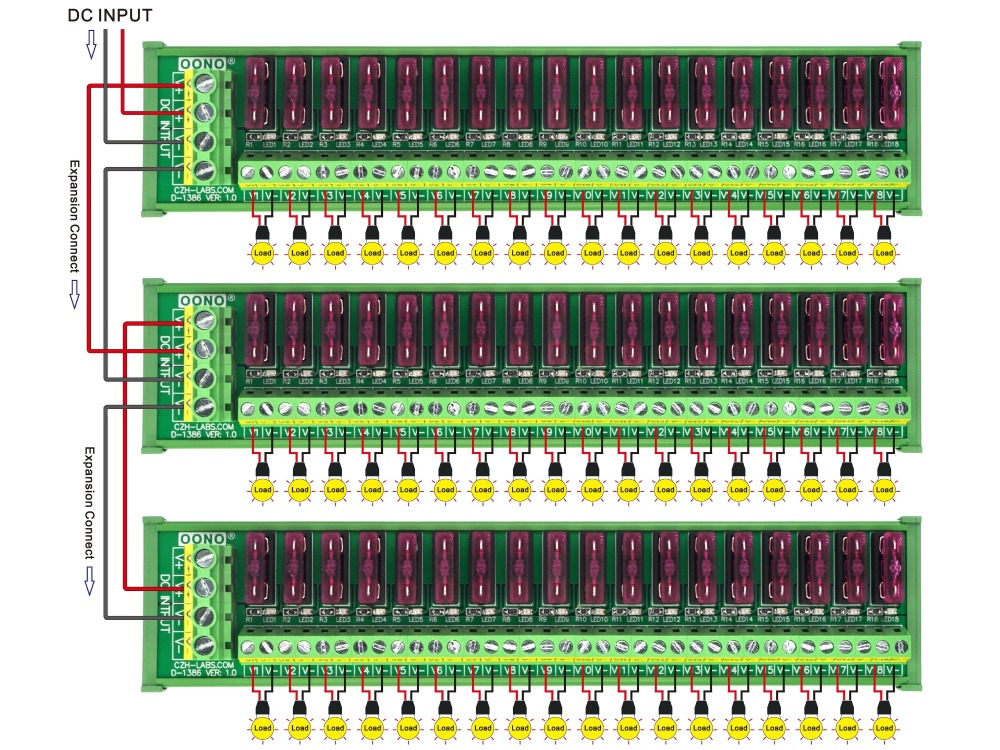Screw Mount 18 Position DC Power Fuse Distribution Strip Module