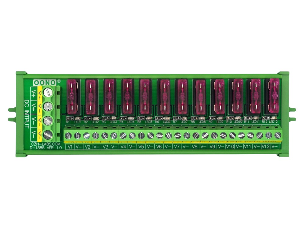 Screw Mount 12 Position DC Power Fuse Distribution Strip Module