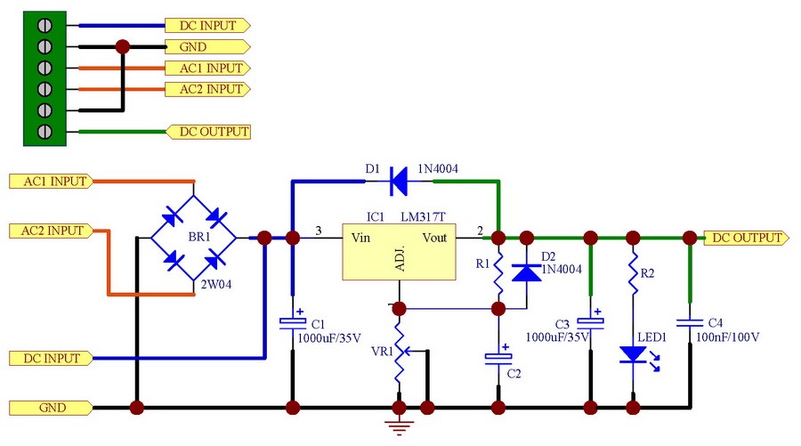 AUDIOWIND DC Positive 1.5~29V Adjustable Voltage Regulator Module, based on LM317 IC.