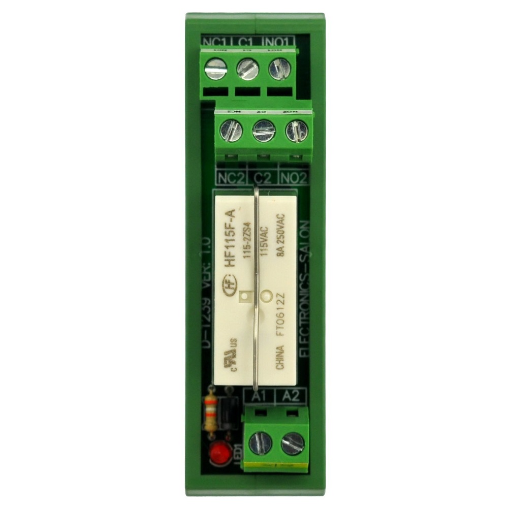 ELECTRONICS-SALON AC 115V Slim DIN Rail Mount 8Amp DPDT Power Relay Interface Module,  115VAC.