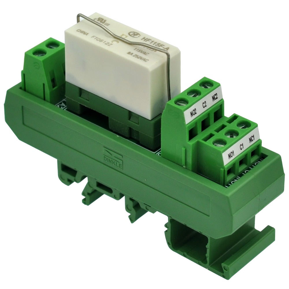 ELECTRONICS-SALON AC 115V Slim DIN Rail Mount 8Amp DPDT Power Relay Interface Module,  115VAC.