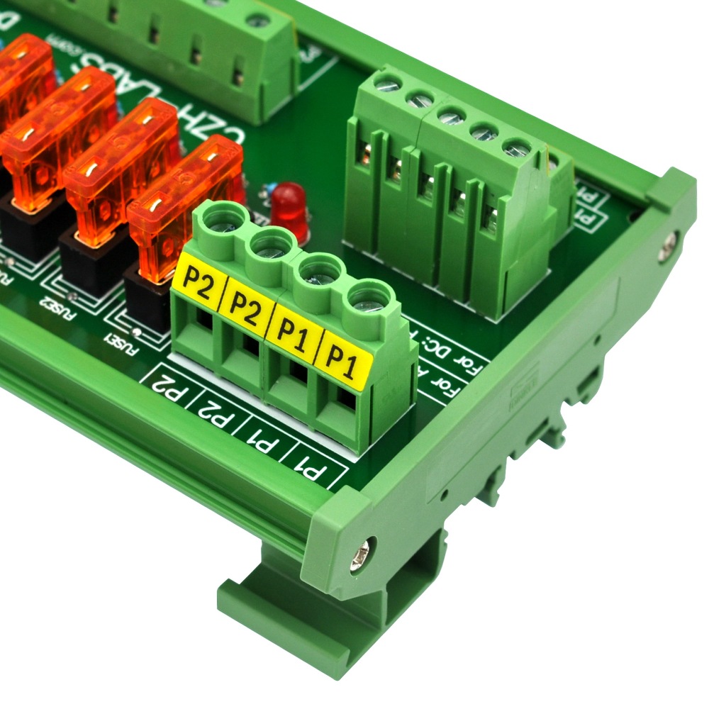 CZH-LABS DIN Rail Mount AC/DC 5~32V 10 Position Power Distribution Fuse Module Board.