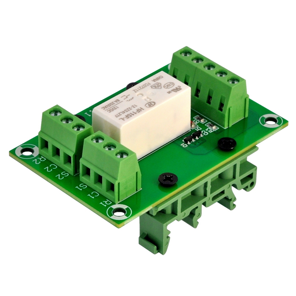 ELECTRONICS-SALON Bistable/Latching DPDT 8 Amp Power Relay Module, DC12V Coil, with DIN Rail Feet