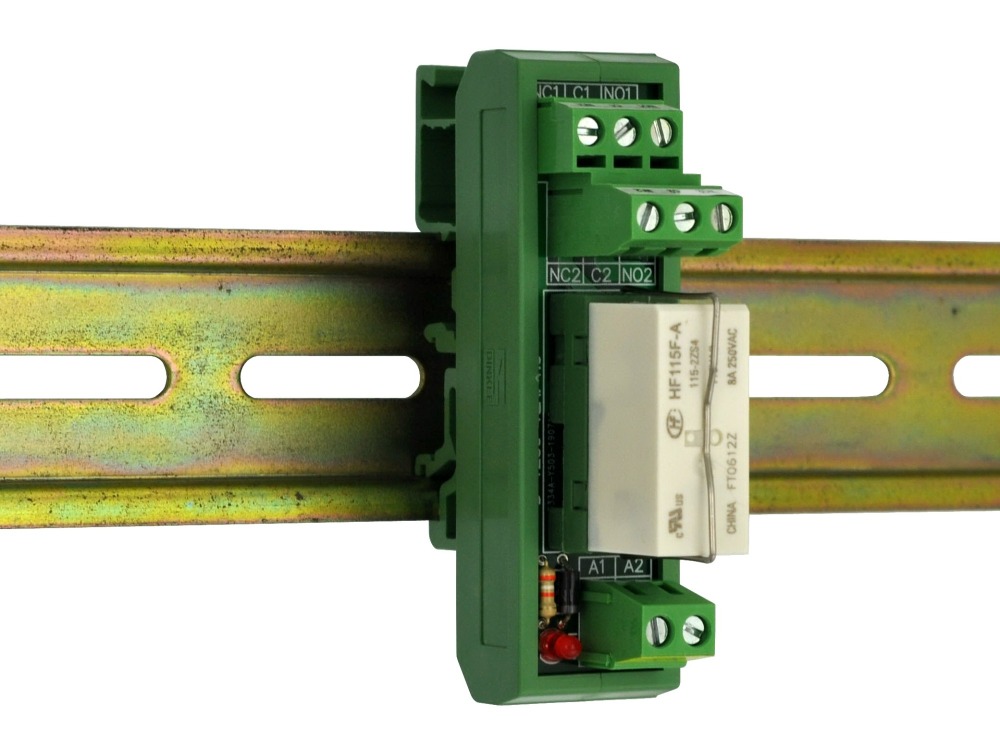 ELECTRONICS-SALON AC 115V Slim DIN Rail Mount 8Amp DPDT Power Relay Interface Module,  115VAC.
