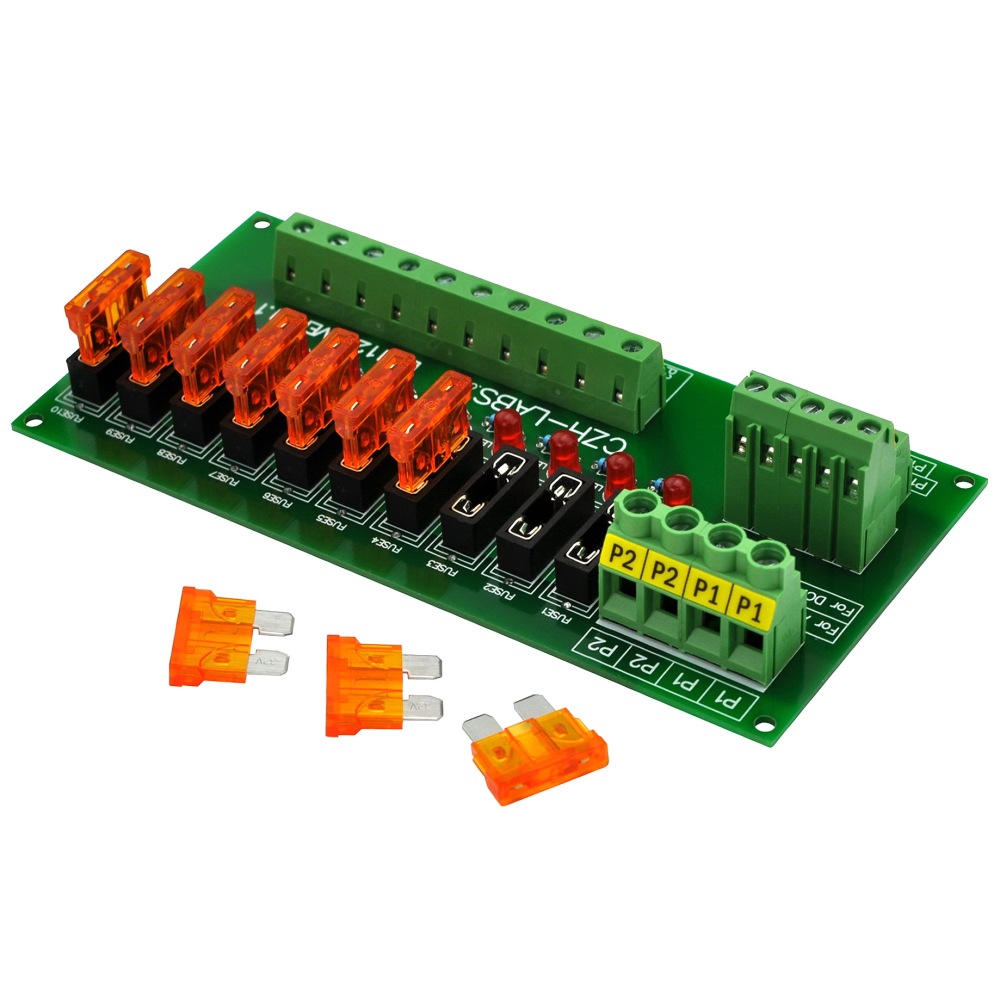 CZH-LABS AC/DC 5~32V Panel Mount 10 Position Power Distribution Fuse Module Board.